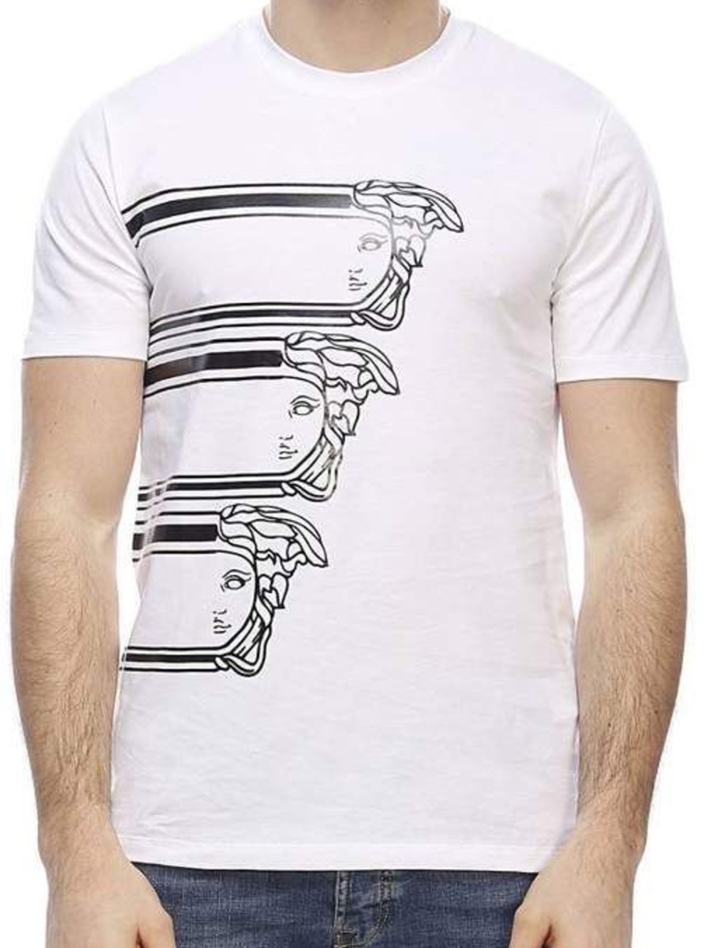 VERSACE Medusa Tshirt Black and White Men or Women Unisex Tee (Men’s Size Small)